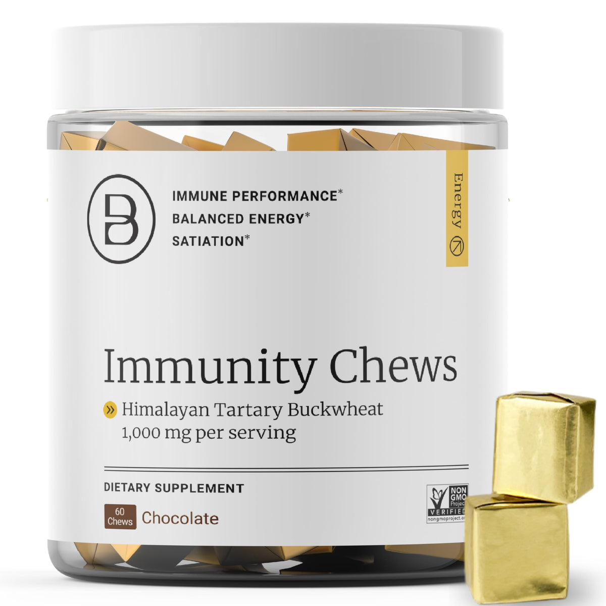 HTB Immunity Chews en tarro para consumo diario práctico.