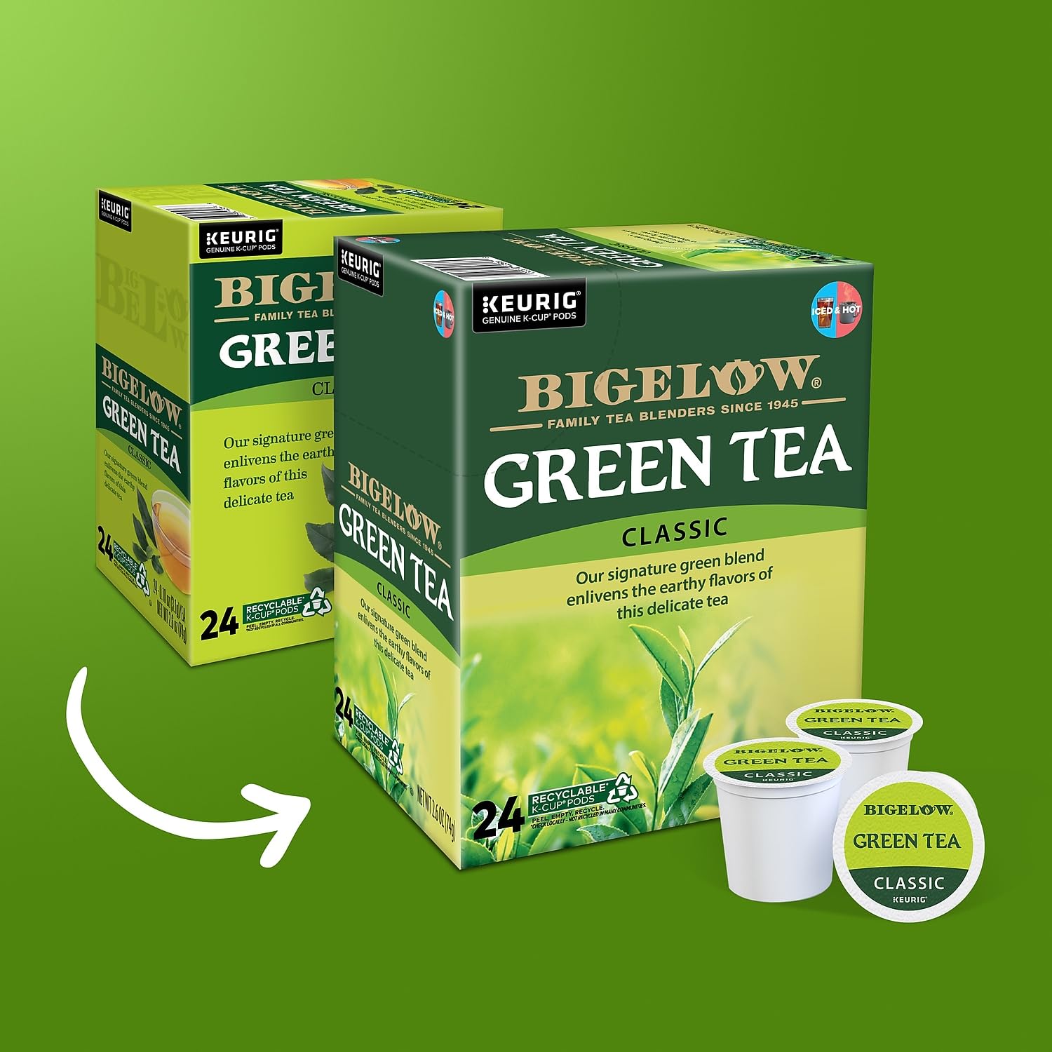 Pack de 24 cápsulas Bigelow té verde para preparación cómoda