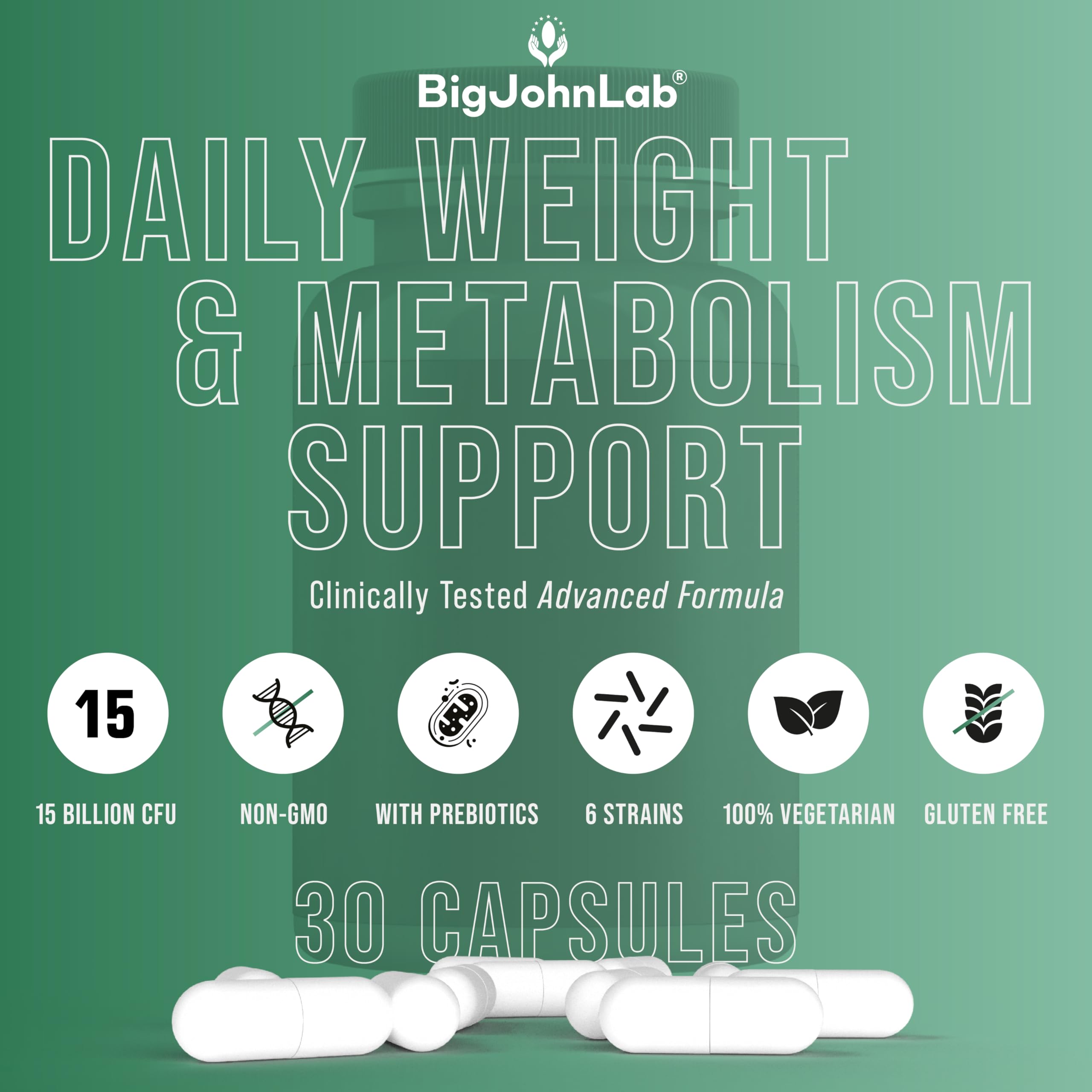 BIGJOHNLAB Thin30 proceso en cápsulas para estilo de vida equilibrado.