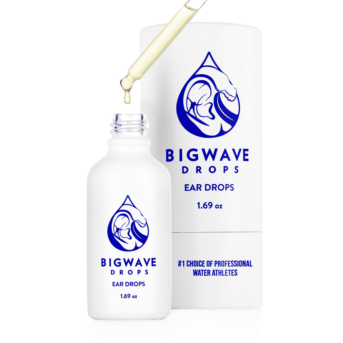 BigWave Drops: botella de vidrio de 2 oz para cuidado diario de oídos.