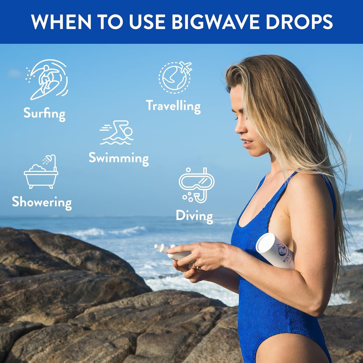 BigWave Drops: uso durante entrenamientos de natación para oídos.