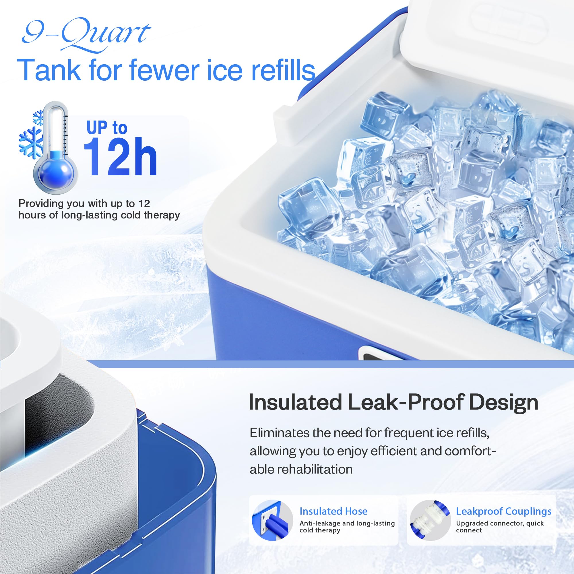 Bilinavy almohadilla de rodilla ergonómica distribuye hielo para alivio localizado.