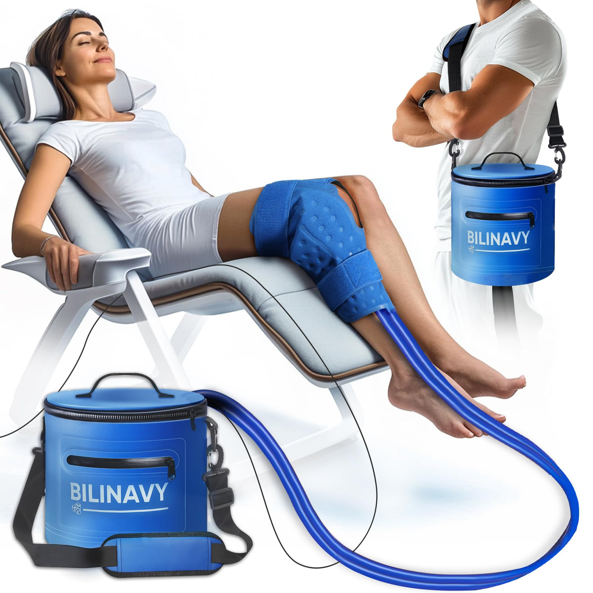 BilinavyNew Maquina terapia fría para rodilla: alivio continuo durante la recuperación.