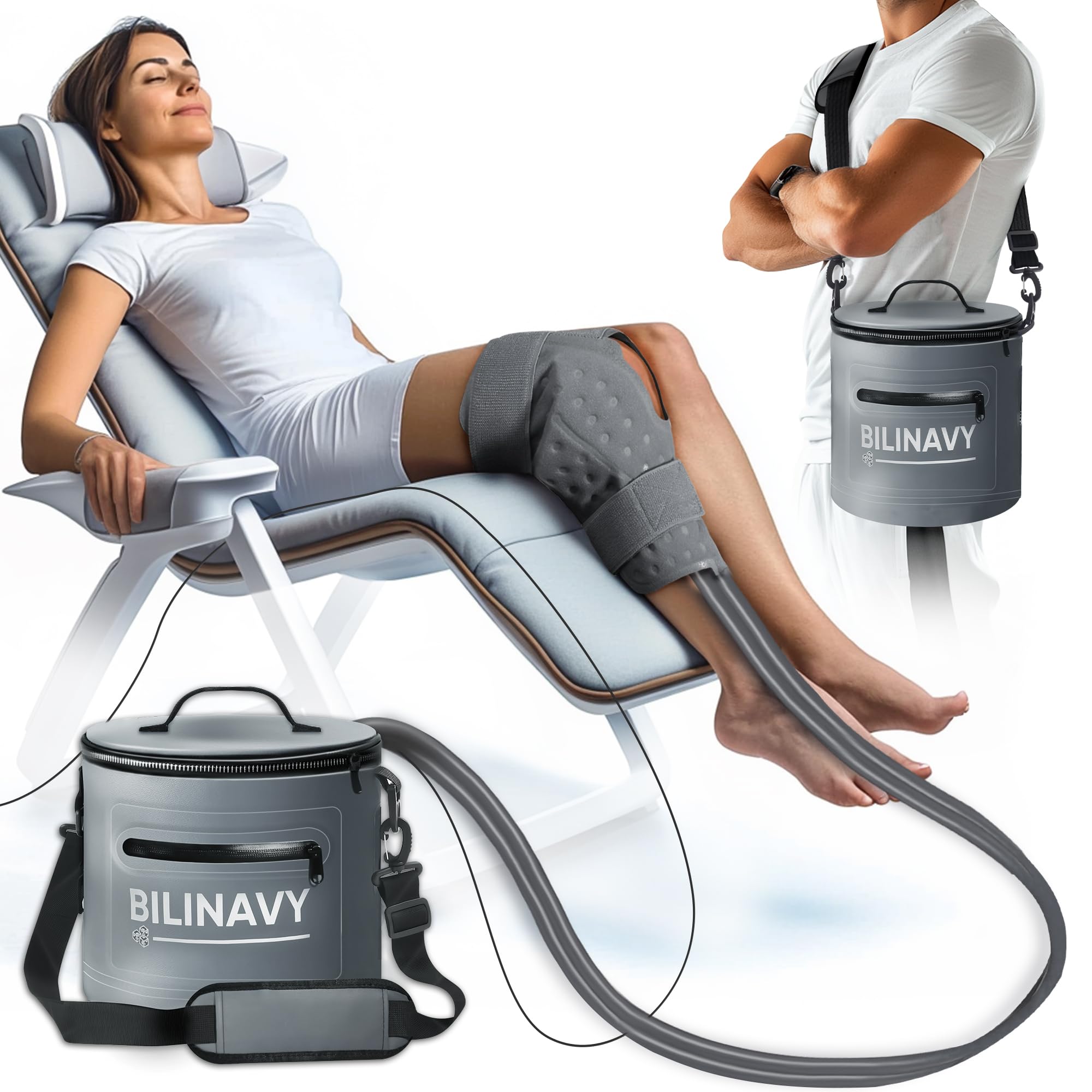 BilinavyNew máquina terapia fría para rodilla, diseño compacto para uso en casa