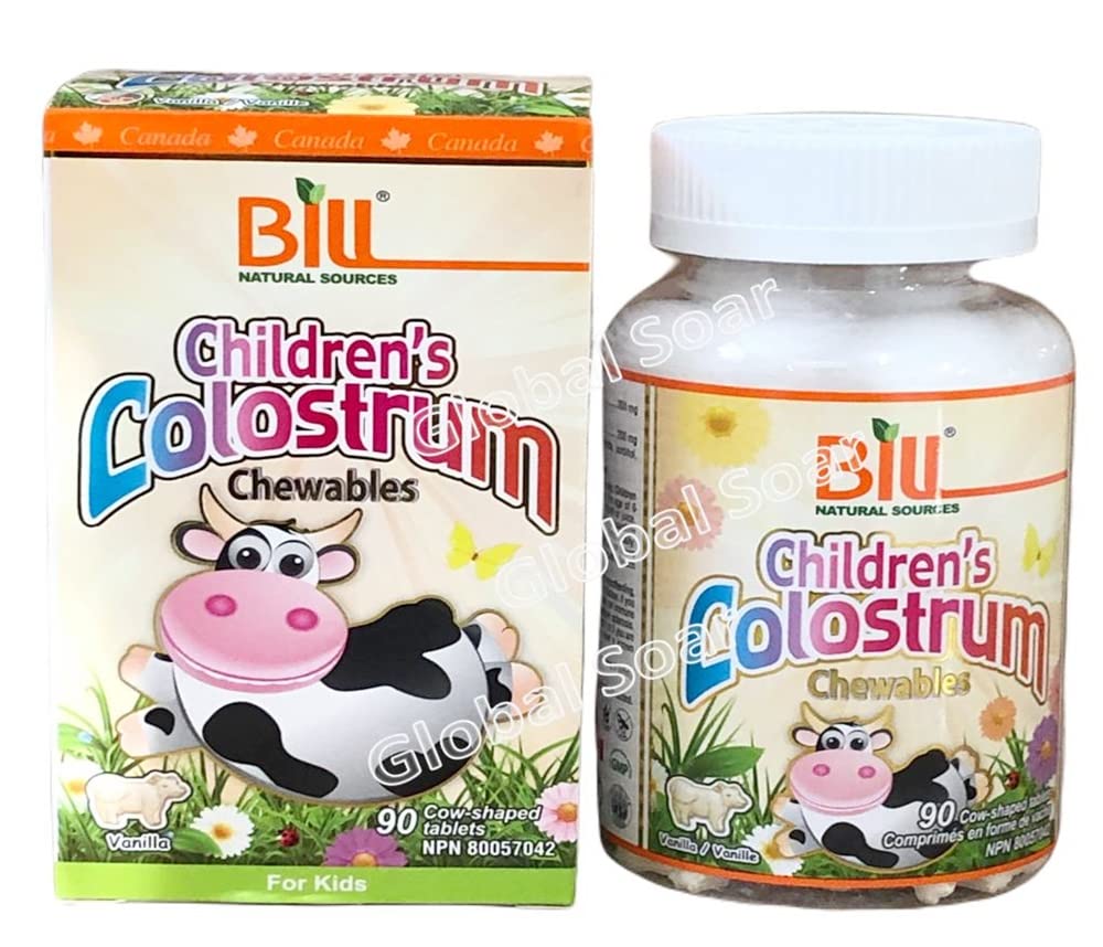 Bill Natural Sources Ninos Colostro masticables frente: posible apoyo al sistema inmune.