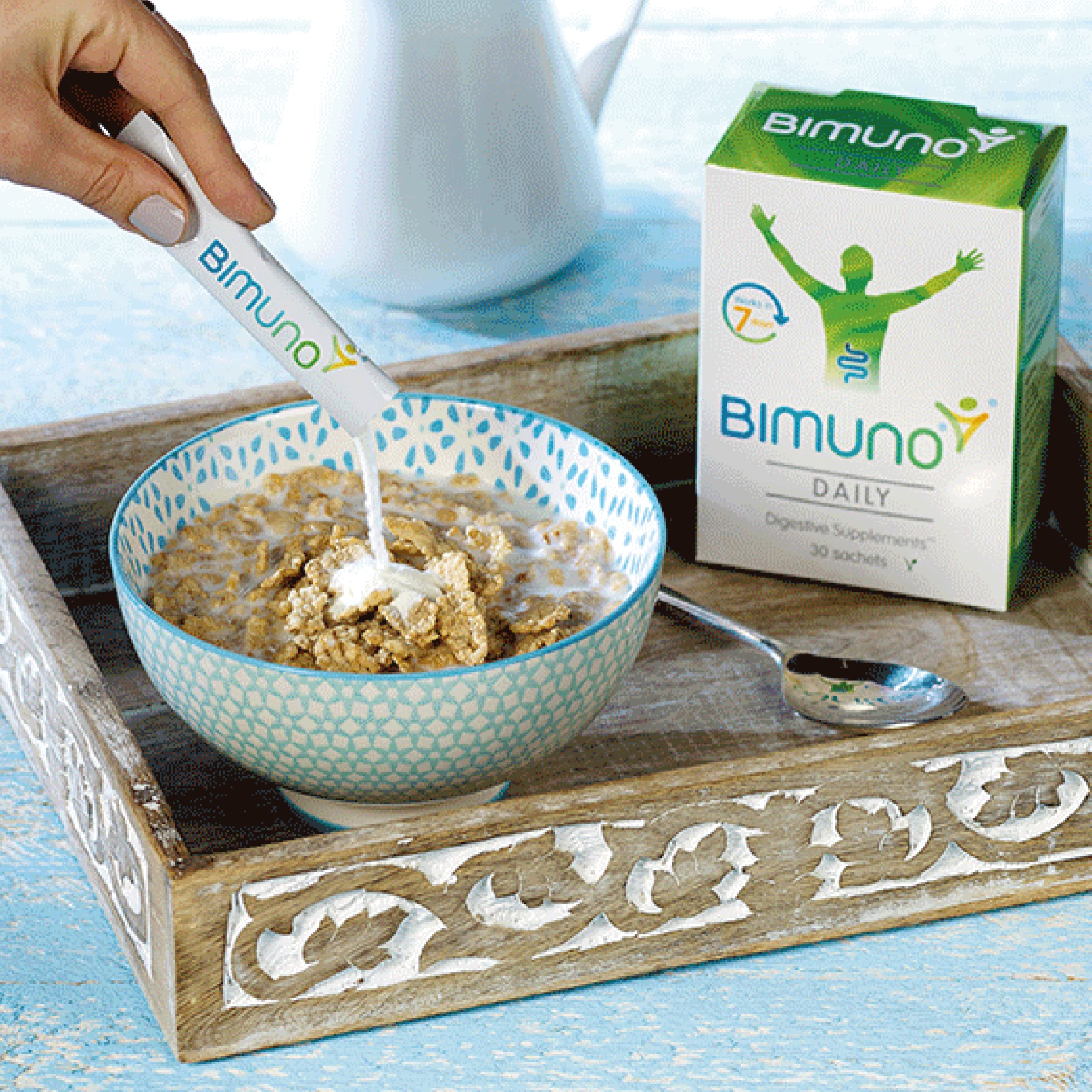 BIMUNO Immunity: preparación rápida en alimentos o bebidas.