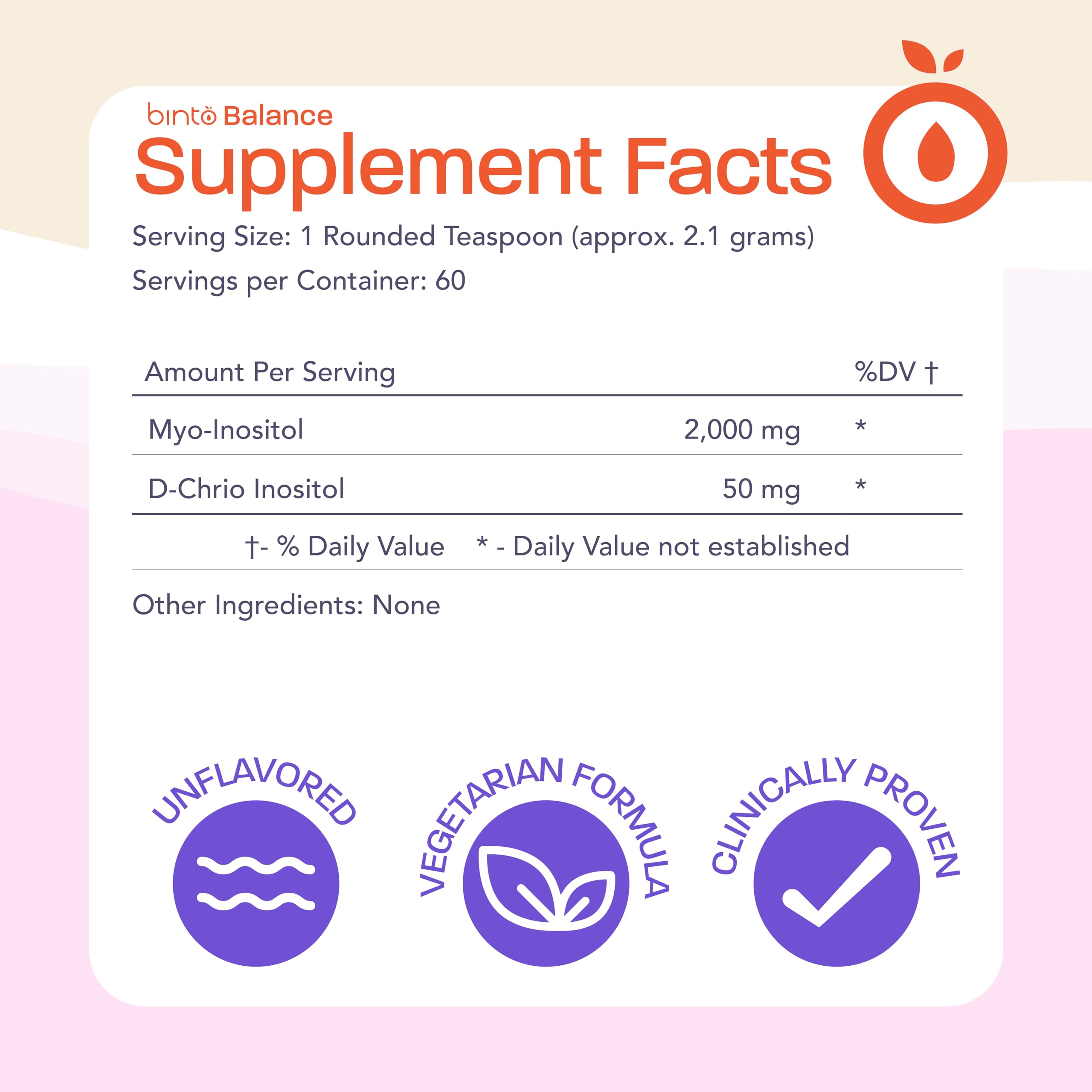 Cuchara medidora de Binto Balance Inositol para dosis precisa y cómoda.