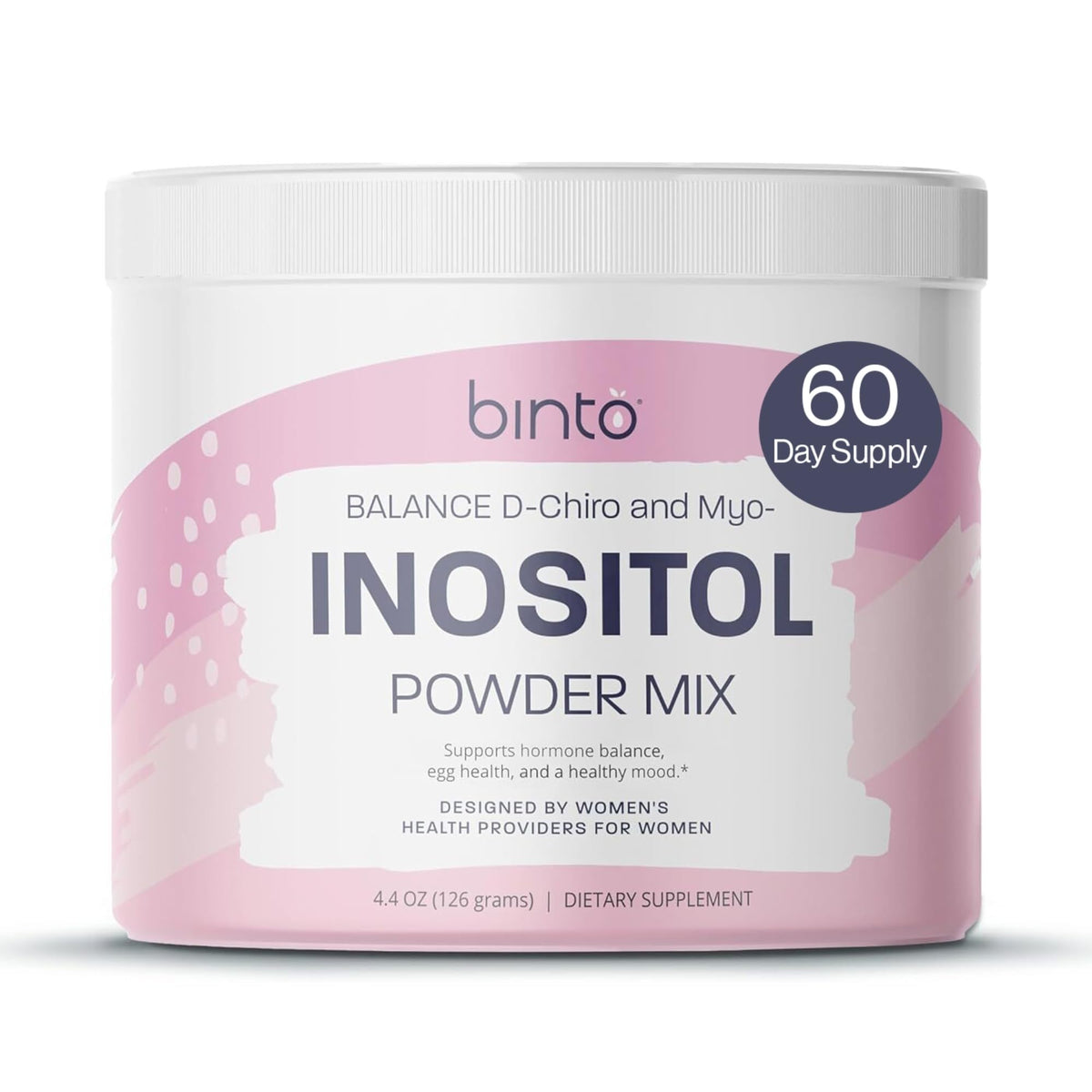 Binto Balance Inositol en polvo, empaque elegante para inicio rápido de la dosis diaria.