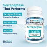 Cápsula Bio Absorb Serrapeptasa de alta potencia para uso diario.