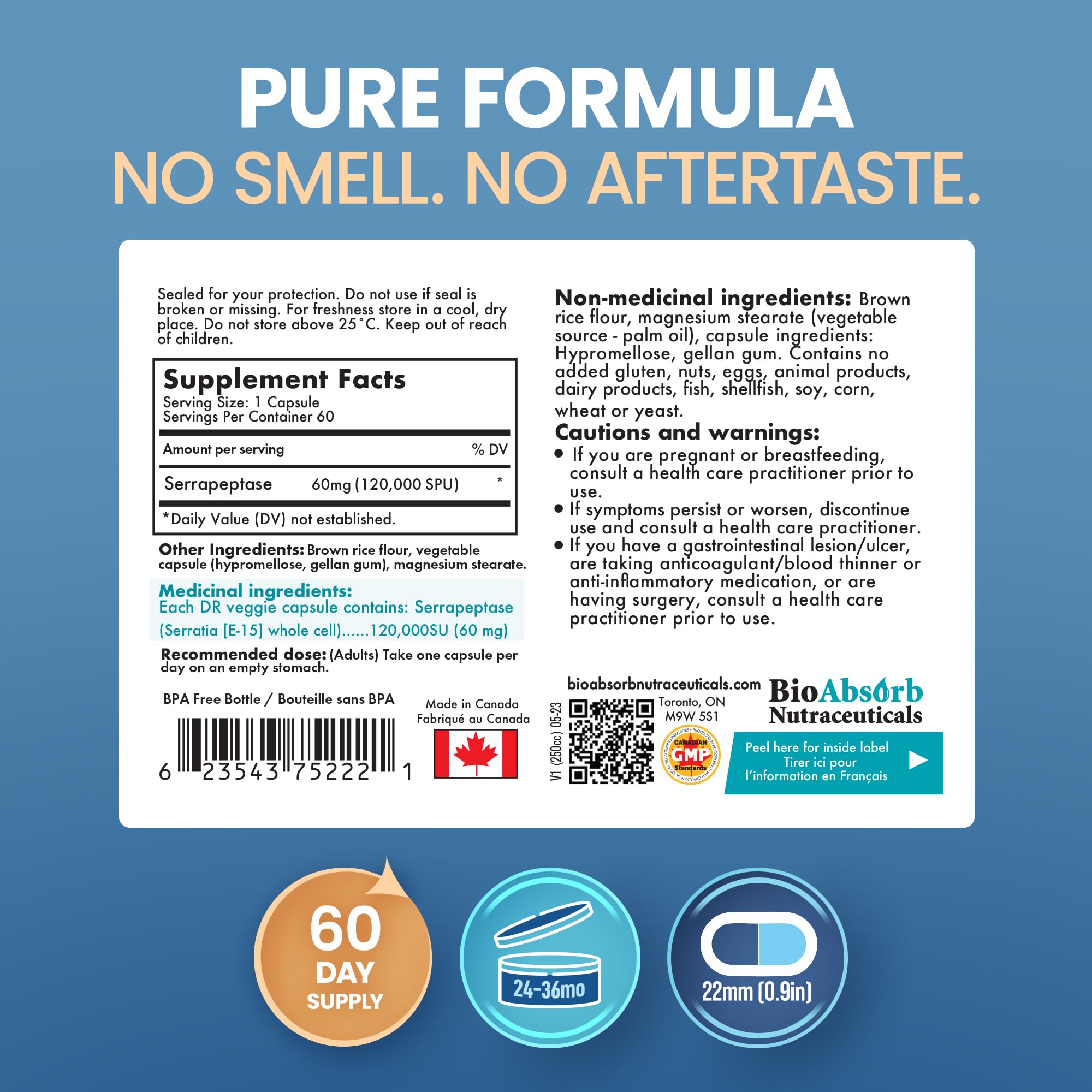 Ingredientes naturales de Bio Absorb Serrapeptasa sin OGM.