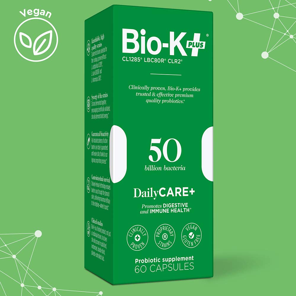 Bio-K Plus Probiótico Diario 50 mil millones: cápsulas para uso diario.