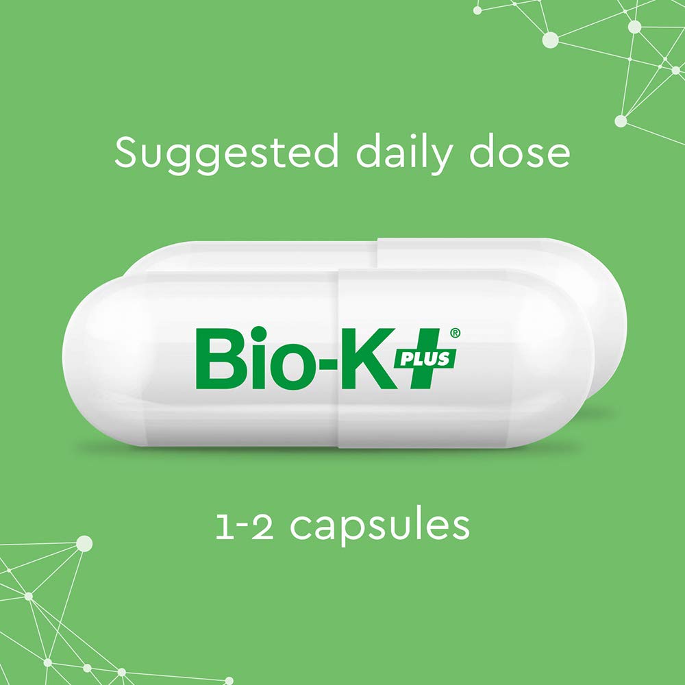 Bio-K Plus Probiótico Diario 50 mil millones: etiqueta clara para uso diario.
