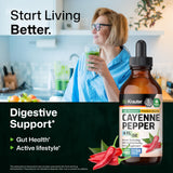 BioKrauter Cayenne Drops mezcladas con agua, sabor agradable sin alcohol.