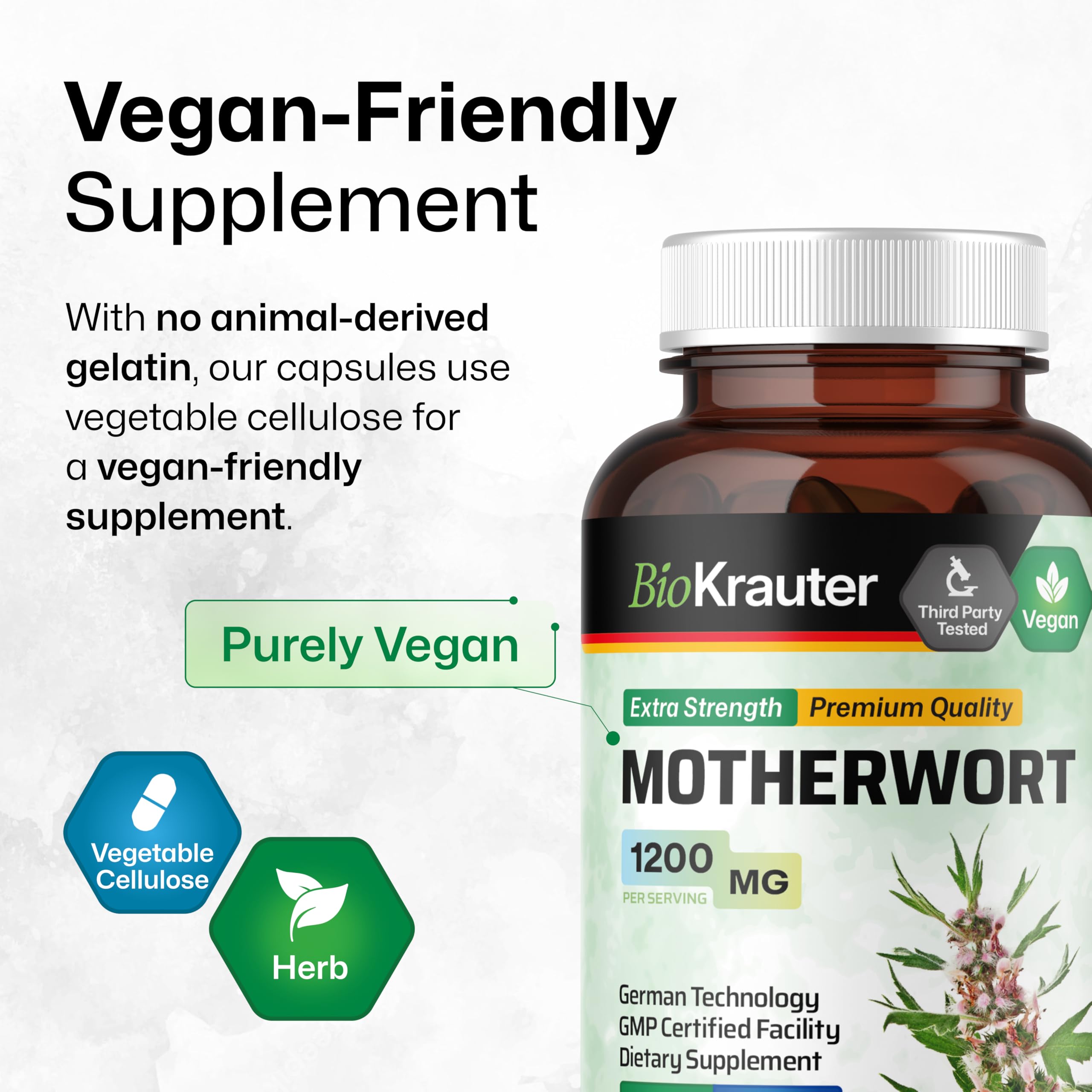 BIO KRAUTER detalle de cápsulas veganas con ingredientes de origen natural