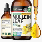 BioKrauter, gotas de mullein en frasco para apoyo respiratorio diario.