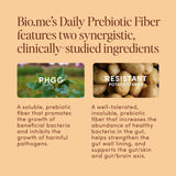 Bio.me polvo prebiótico diario fibra chocolate mezcla en leche para sabor agradable.