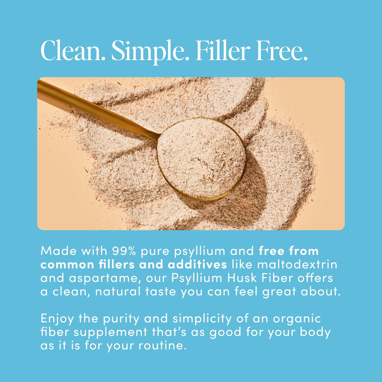 Bio.me Psyllium Husk: fibra certificada, cultivo orgánico y ausencia de químicos.