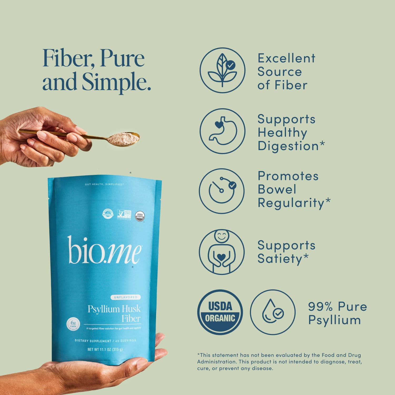 Bio.me Psyllium Husk: gel en acción al mezclar con agua, sensación de saciedad suave.