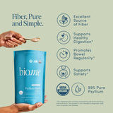 Bio.me Psyllium Husk: gel en acción al mezclar con agua, sensación de saciedad suave.