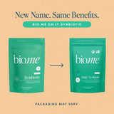 Bio.me Synbiotic 3-en-1 Cápsulas para equilibrio intestinal diario.
