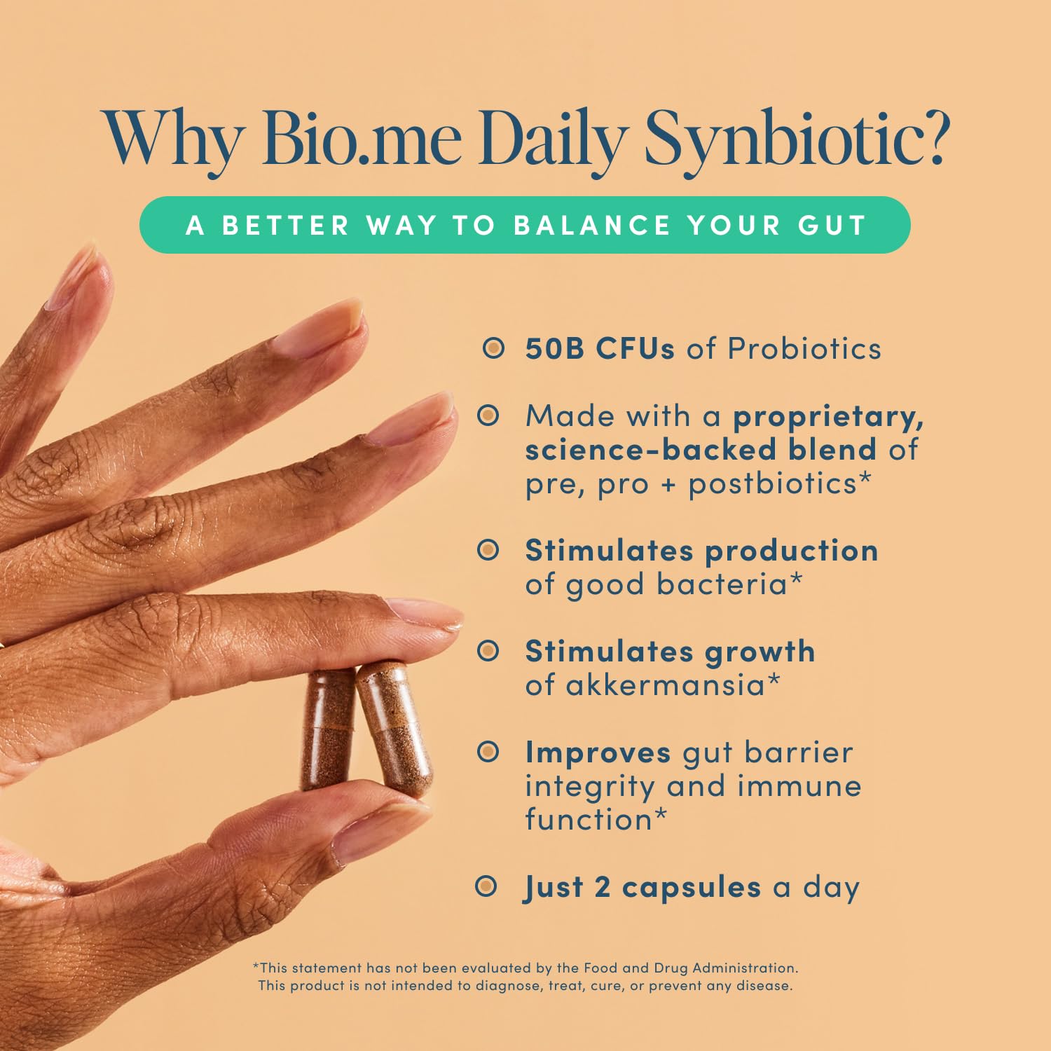 Bio.me Synbiotic 3-en-1 Cápsulas: promueven diversidad intestinal y mejor digestión.