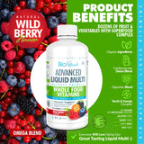 Bio Naturals Liquido Multivitamínico, frutas y vegetales, fuente natural de nutrientes.