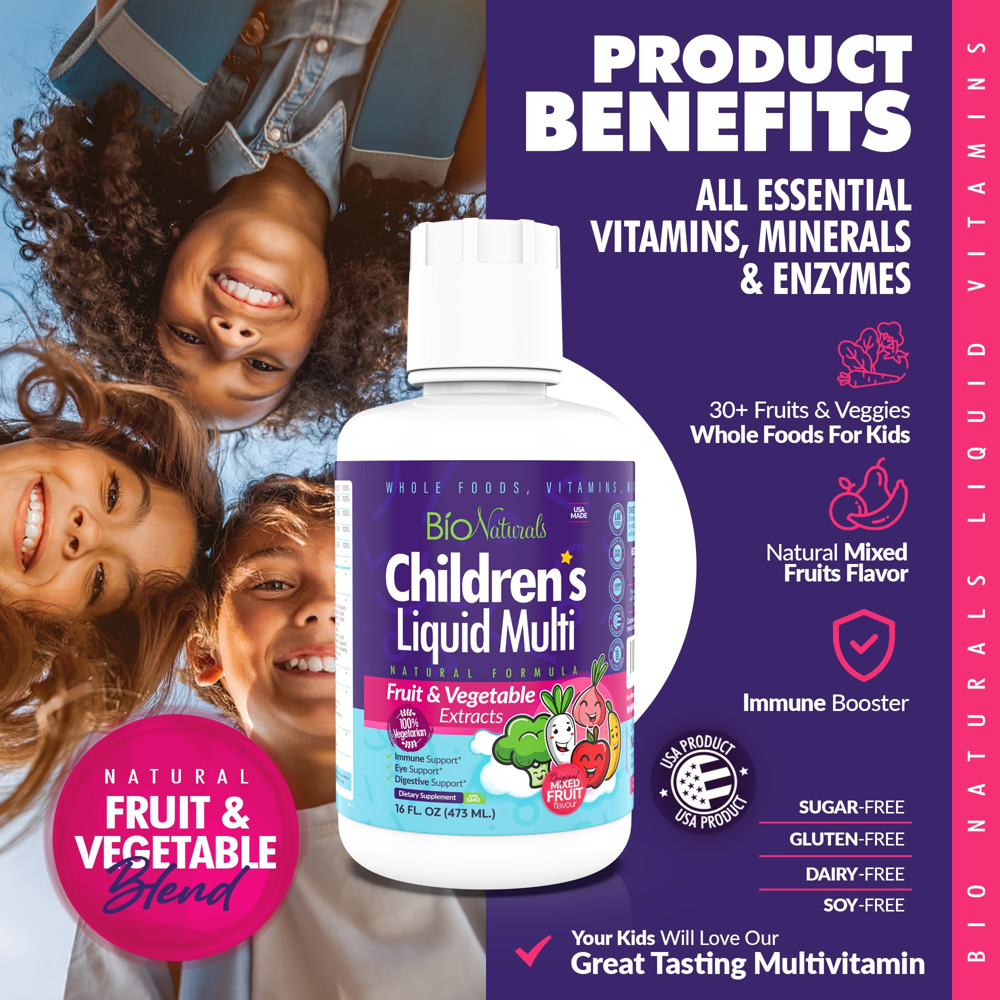 Sabor tropical naranja de Bio Naturals, niño probando el jugo, sabor agradable