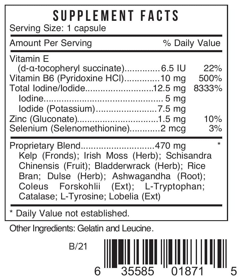 Bio Nutrient TMI yodo-ingrediente clave para la función tiroidea.