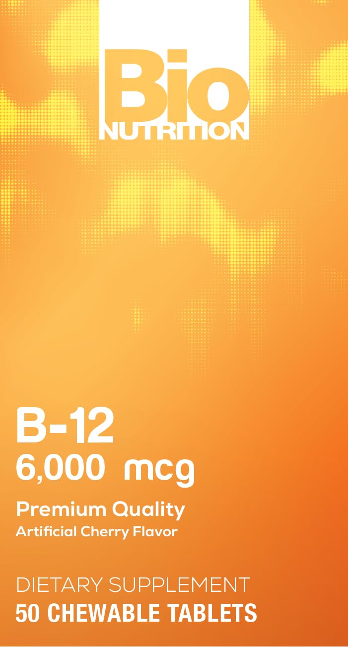 Botella Bio Nutrition B-12 con etiqueta clara para fácil identificación al comprar.