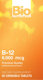 Botella Bio Nutrition B-12 con etiqueta clara para fácil identificación al comprar.