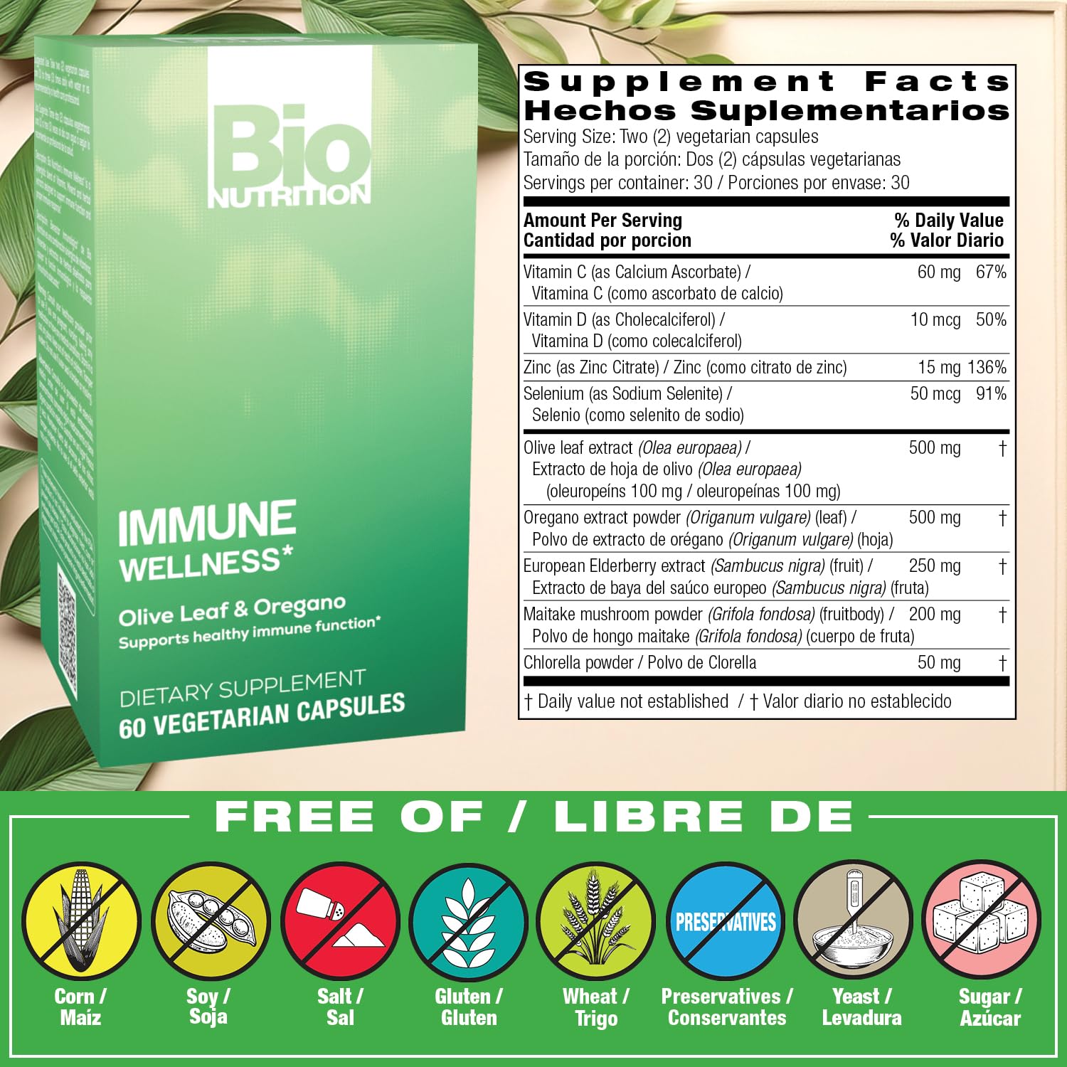 Bio Nutrition Bienestar Inmune con oregano, uso diario suave