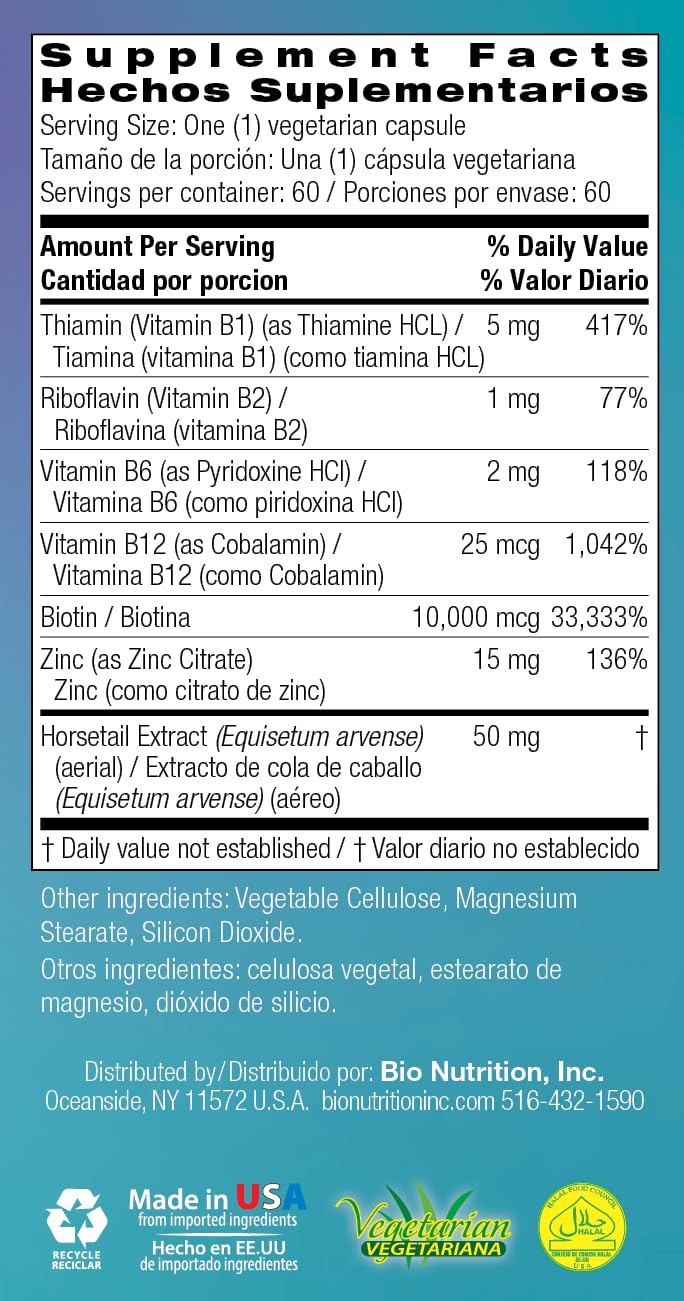 Cabello brillante y uñas cuidadas con Bio Nutrition Vegi-Caps uso regular