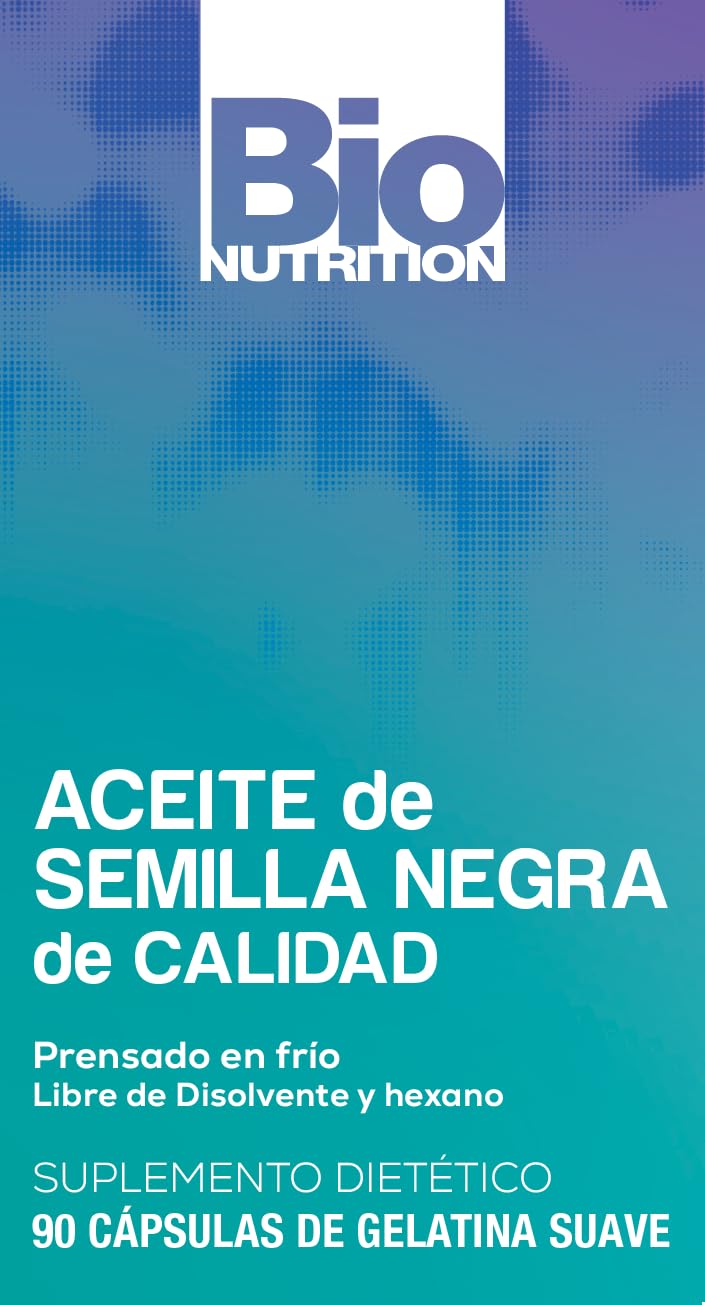 Bio Nutrition botella con cápsulas blandas de semilla negra para uso diario.