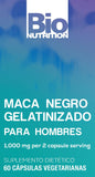 Bio Nutrition maca negra gelatinizada en cápsulas de 500 mg para uso vegetariano.