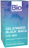 Bio Nutrition maca negra gelatinizada: botella de 60 cápsulas para energía sostenida.