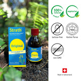 Bio-Strath etiqueta detallada con ingredientes clave y usos sugeridos