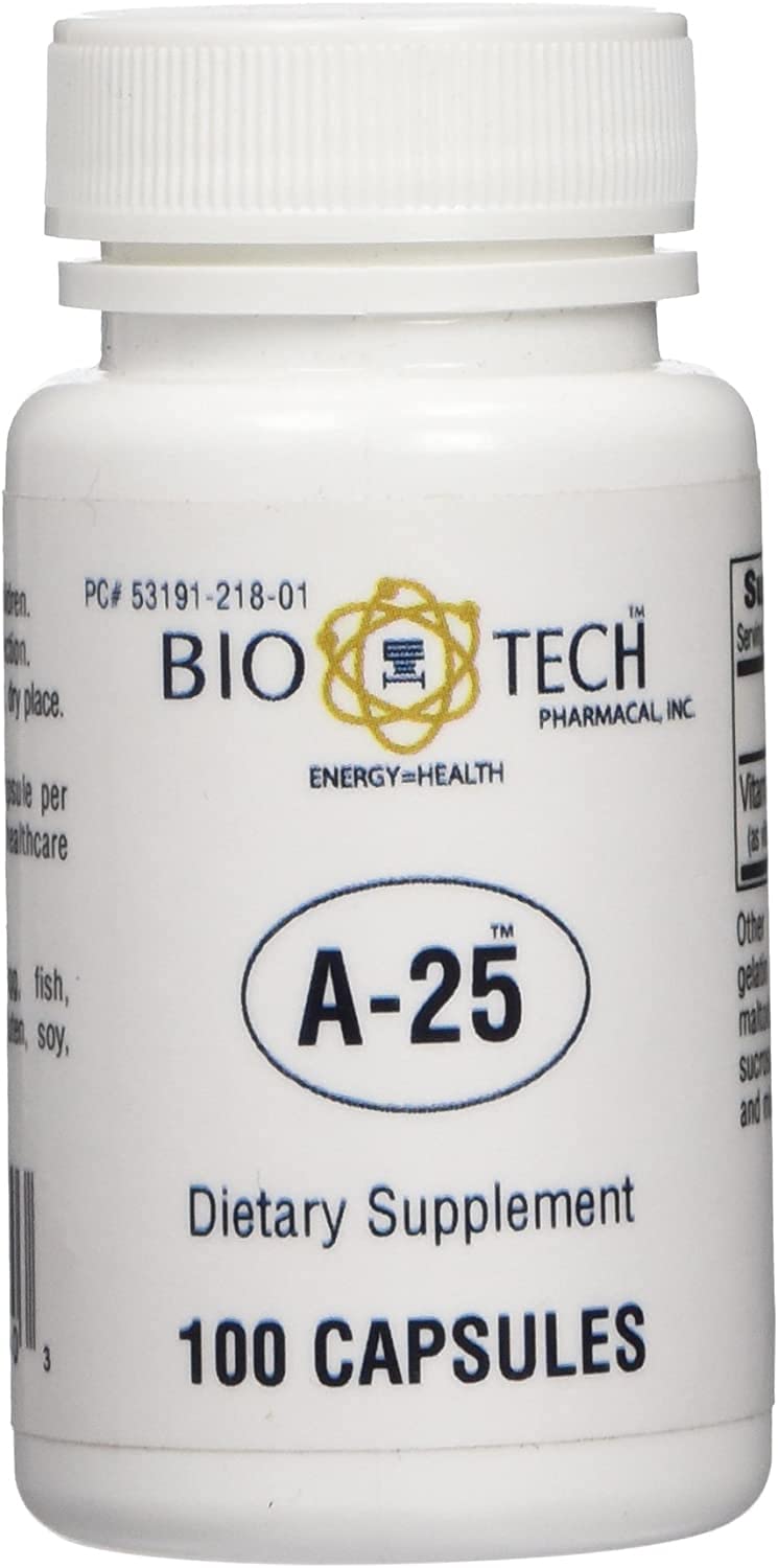 Bio-Tech Pharmacal A-25 cápsula: posible apoyo a la visión nocturna y salud ocular.