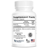 Bio-Tech Pharmacal D3-5 botella: frasco de 250 cápsulas para uso diario.