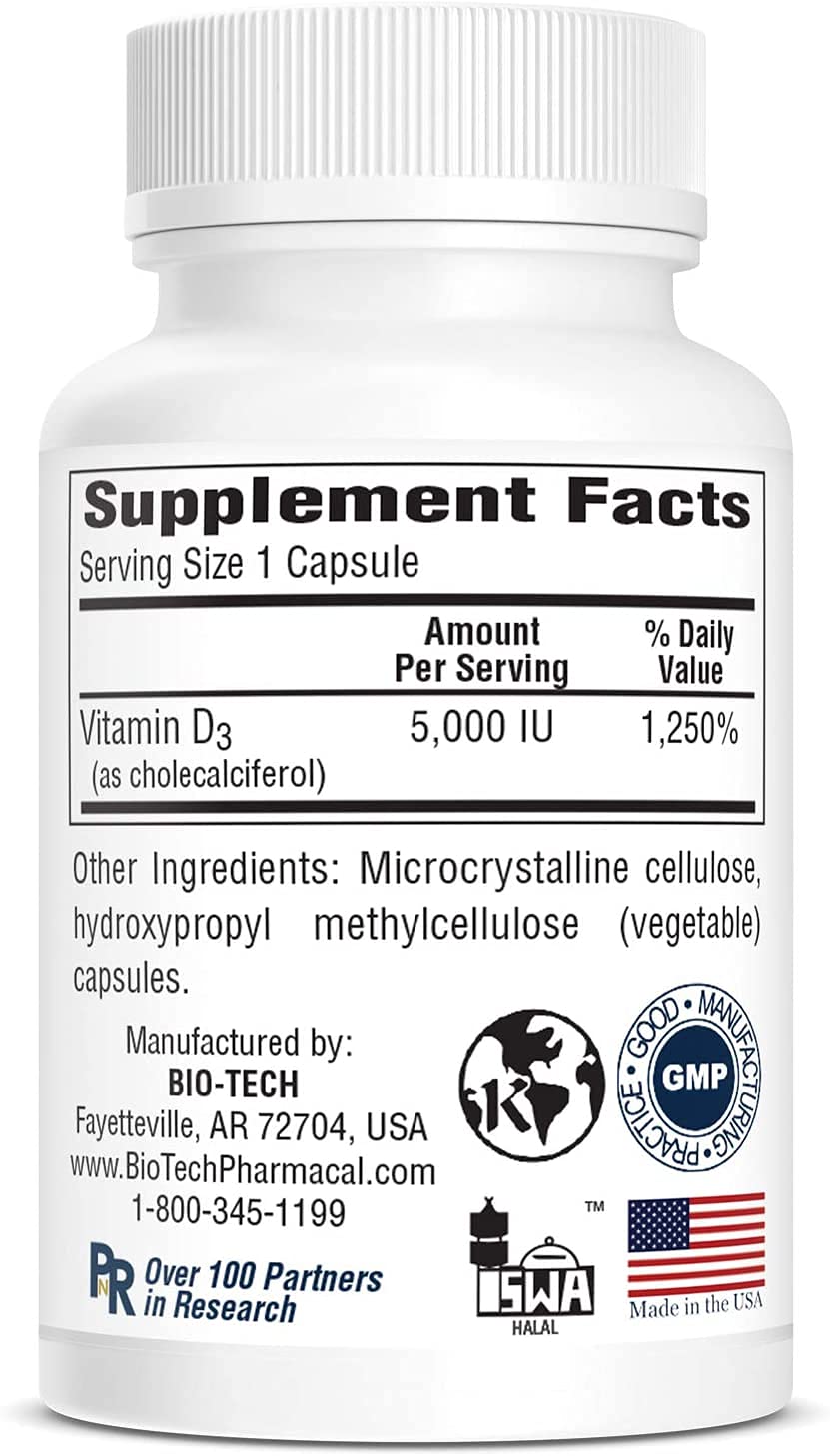 Bio-Tech Pharmacal D3-5: etiqueta de dosis 5000 UI