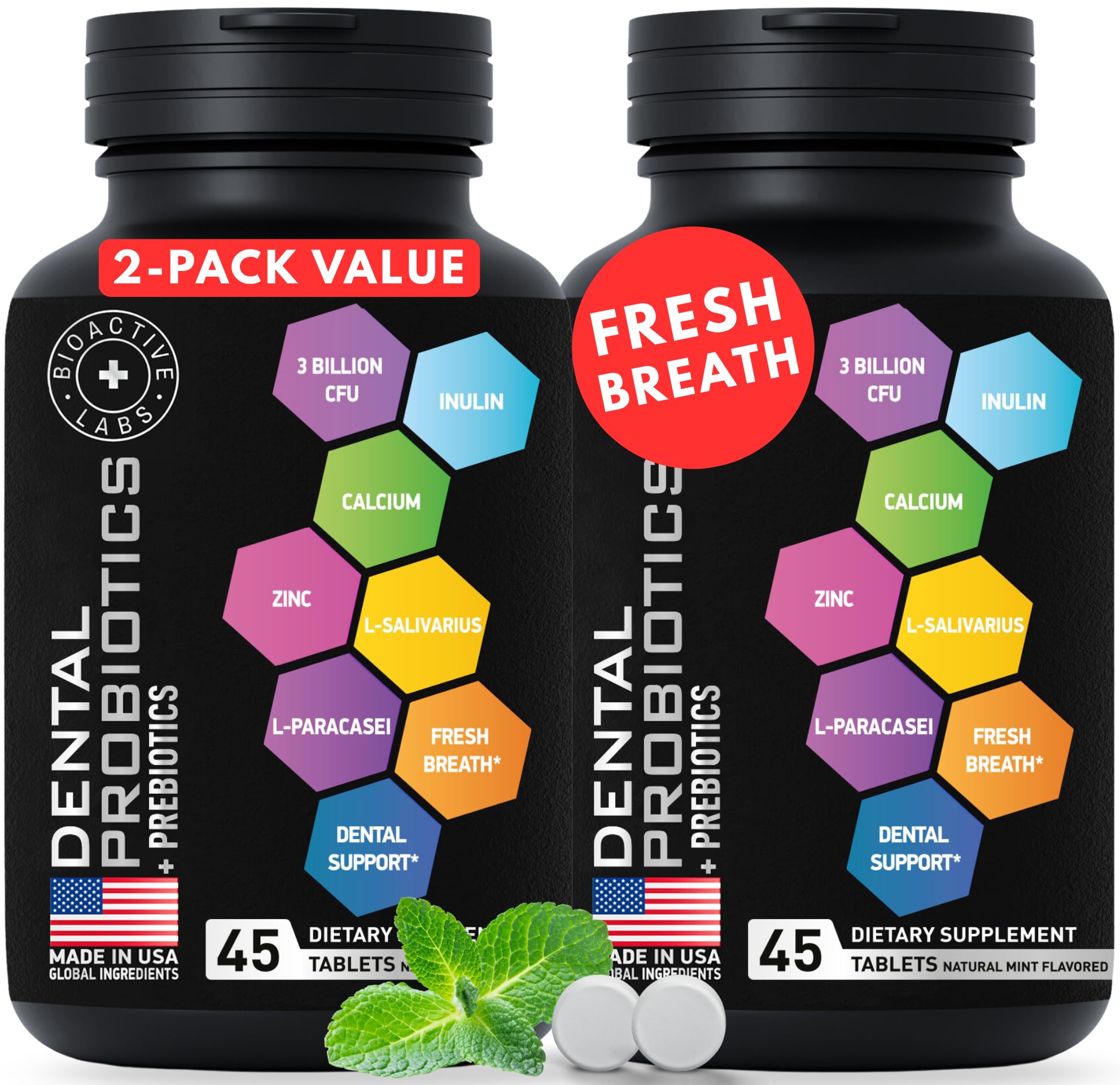 Bioactive Labs Dental Probiotics empaque, inicio sencillo de tu rutina de higiene bucal.