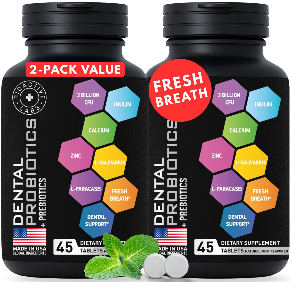 Bioactive Labs Dental Probiotics empaque, inicio sencillo de tu rutina de higiene bucal.