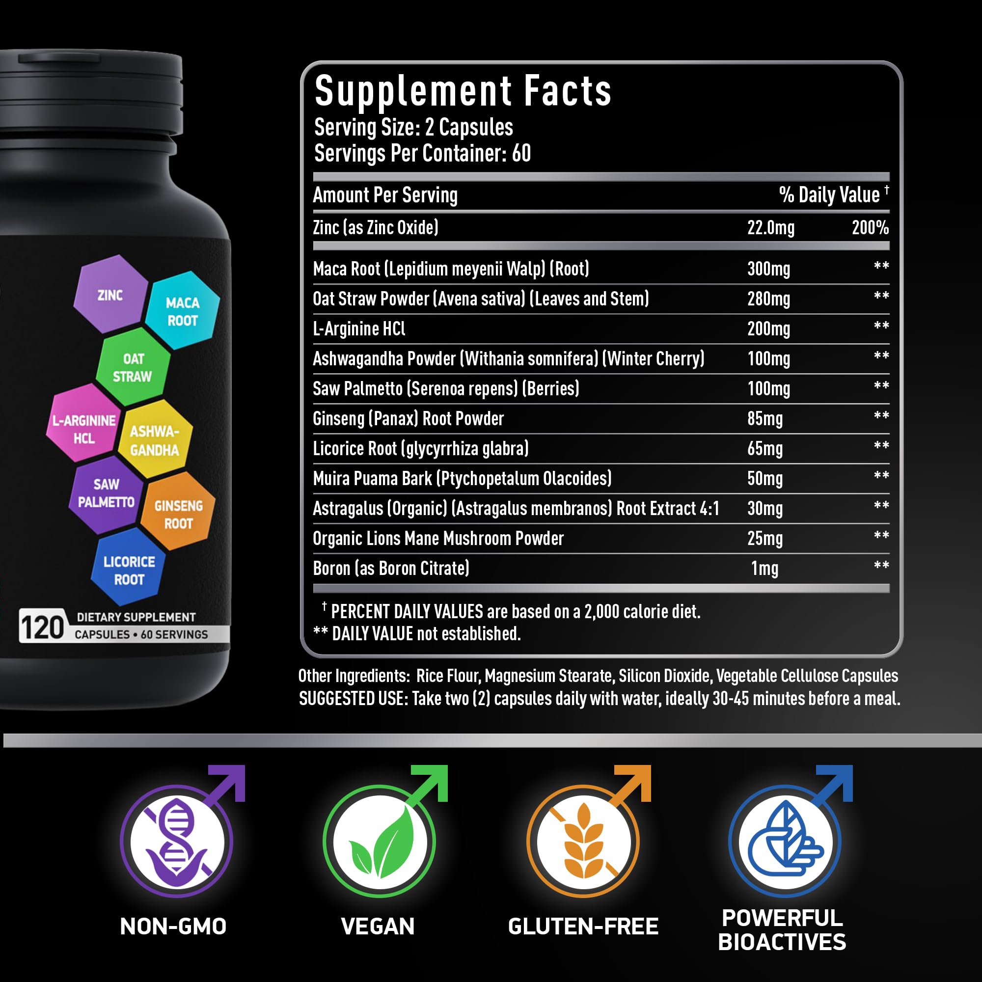 BIOACTIVE LABS mezcla herbal para concepción masculina y salud.