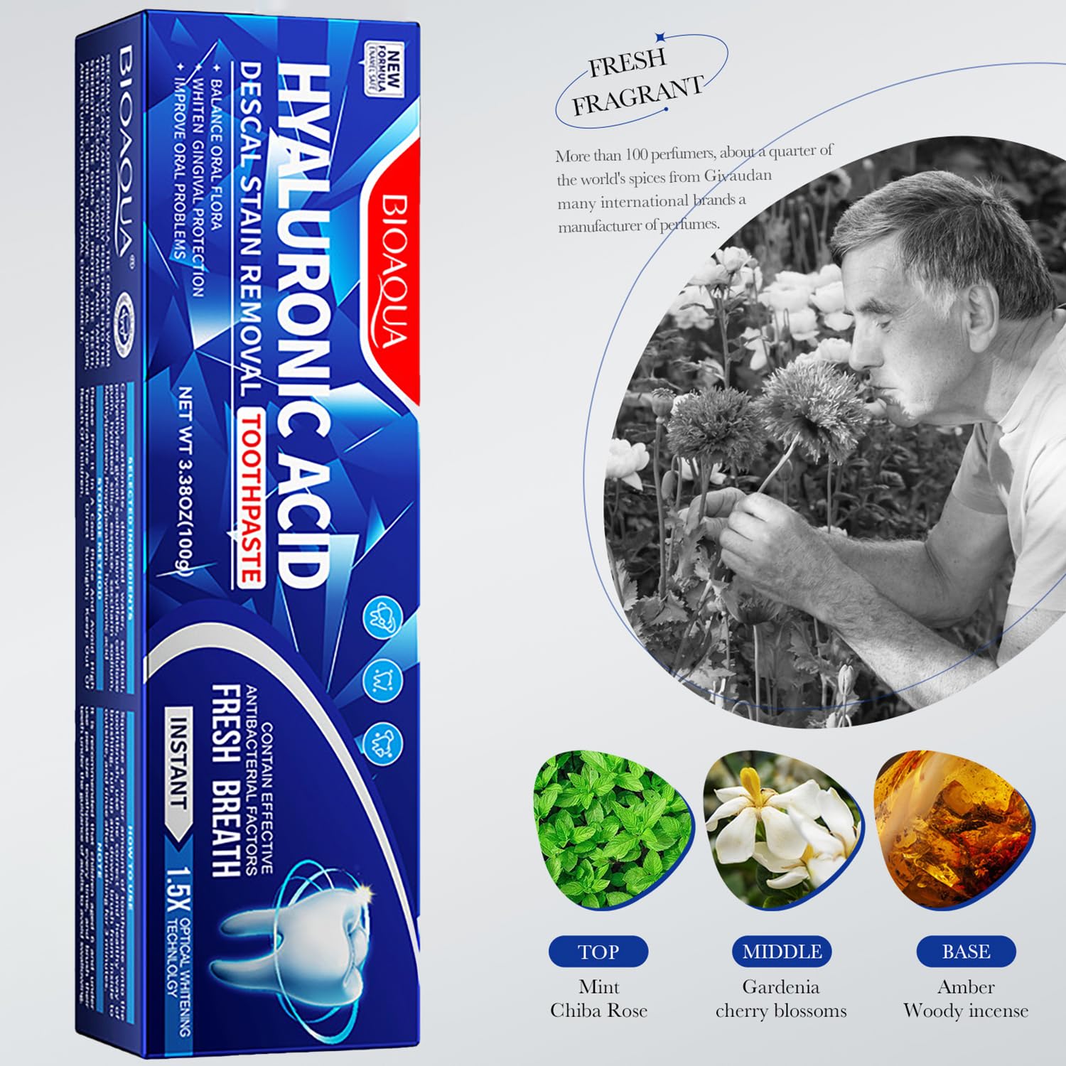 BIOAQUA pasta dental para dientes sensibles, suave con la dentina.