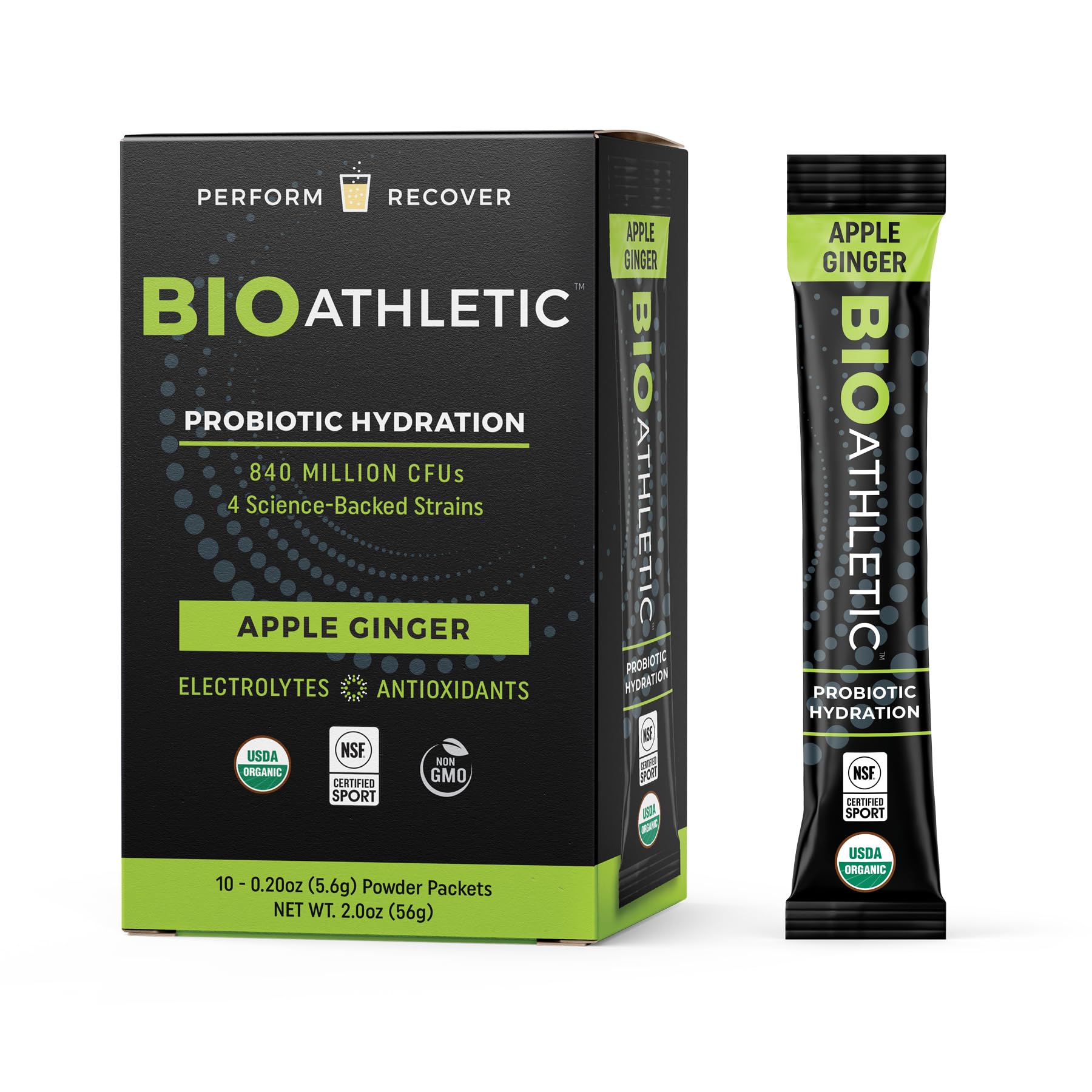 BioAthletic Probiótico-Electrolito dispersión en vaso para hidratación rápida durante el entrenamiento