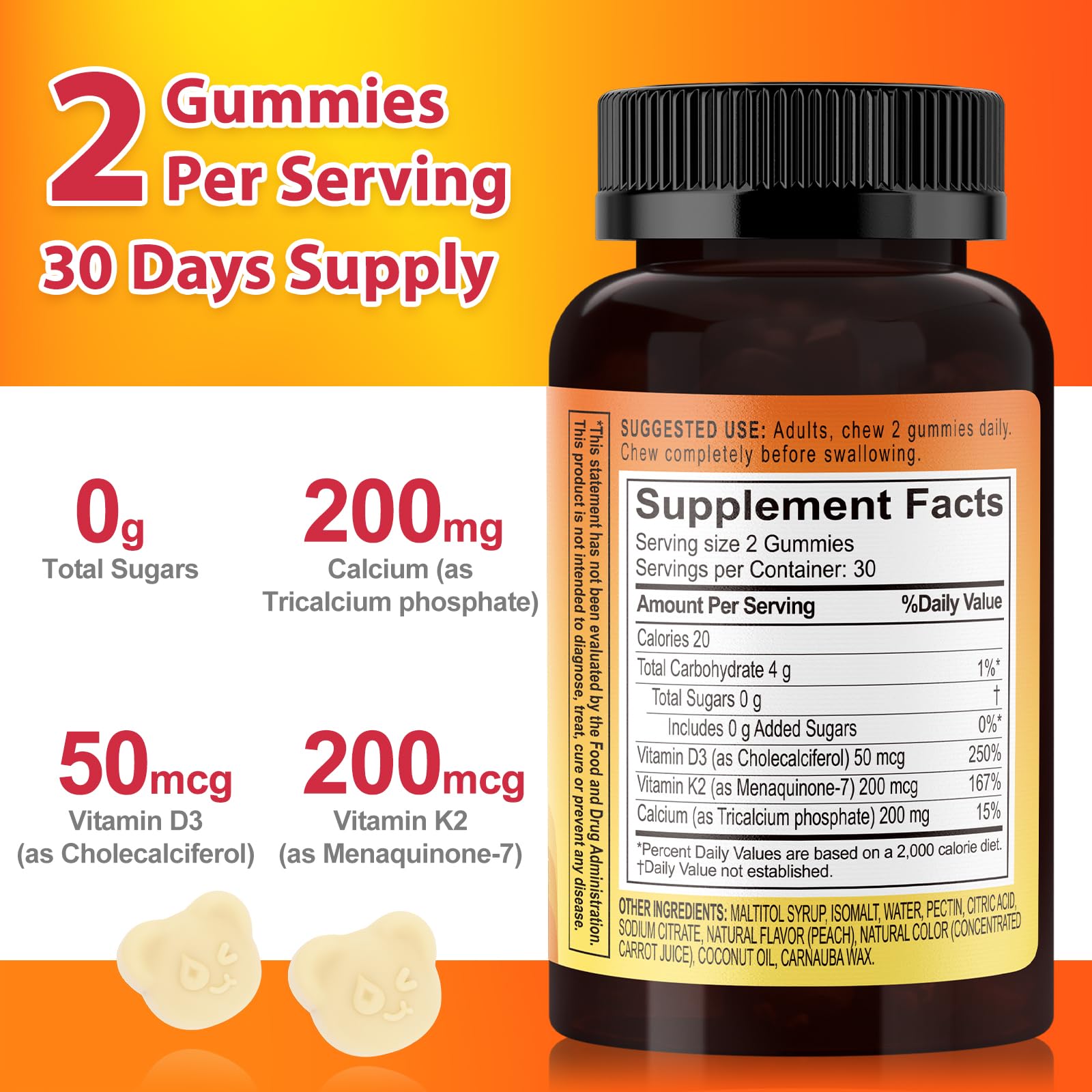 Biobor gominolas D3 K2 en tono amarillo para consumo diario.