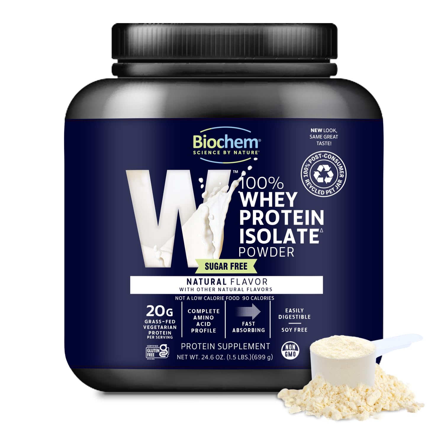 Biochem Whey Isolate, lata 1,5 lb, para batidos diarios.