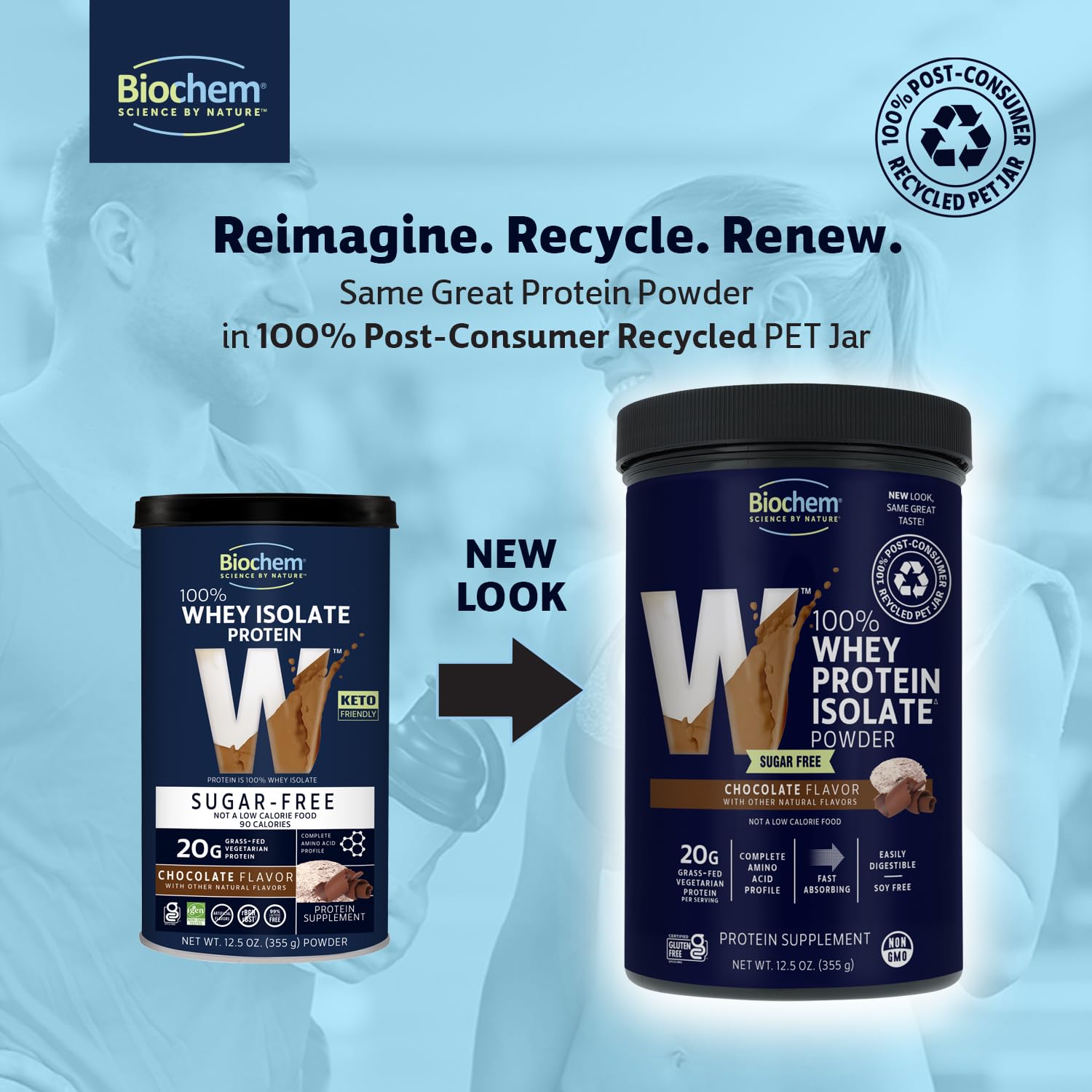 Biochem Whey en cuchara, proteína de absorción rápida para entreno.