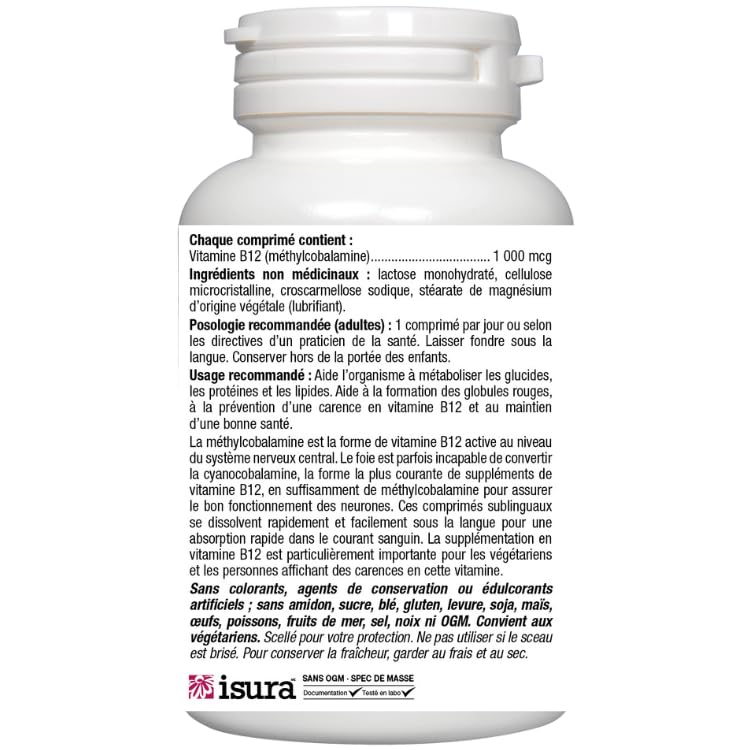 Bioclinic Naturals B12 metilcobalamina 1000 mcg 60 loz, dosis diaria destacada.