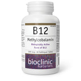 Bioclinic Naturals B12 metilcobalamina 1000 mcg 60 loz, envase para consumo diario.