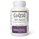 Bioclinic Naturals CoQ10 400 mg, botella; posible apoyo a la salud cardiovascular.
